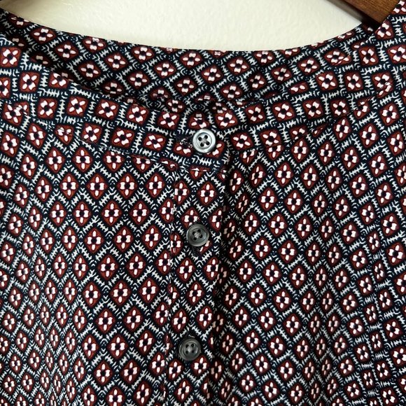 LOFT Petite Shirt Dress with Navy / Burgundy Pattern - Picture 4 of 11